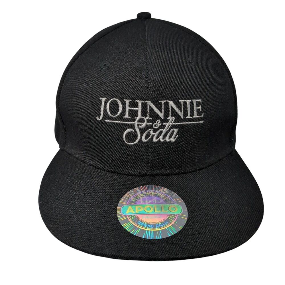 Johnnie & Soda Snapback Hat Black One Size Adjustable Apollo 6 Panel
